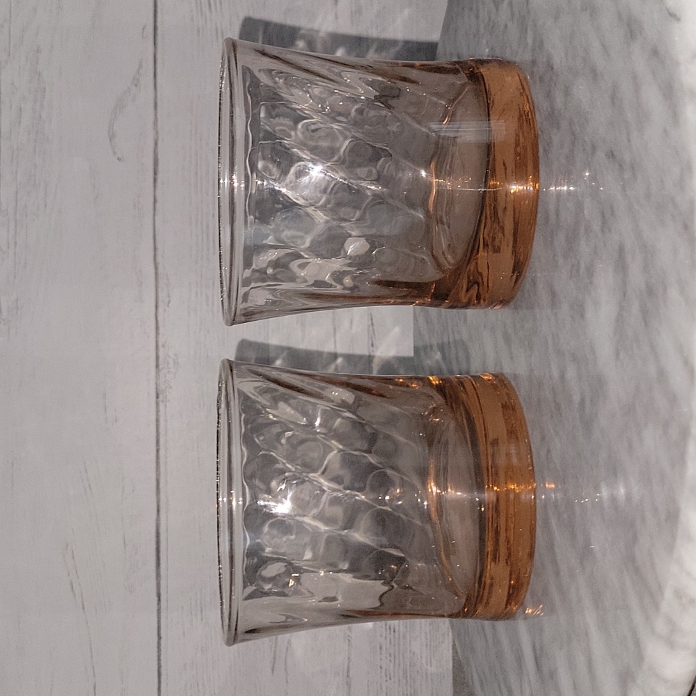 Vintage | Pair of Pink Whiskey Scotch Glasses